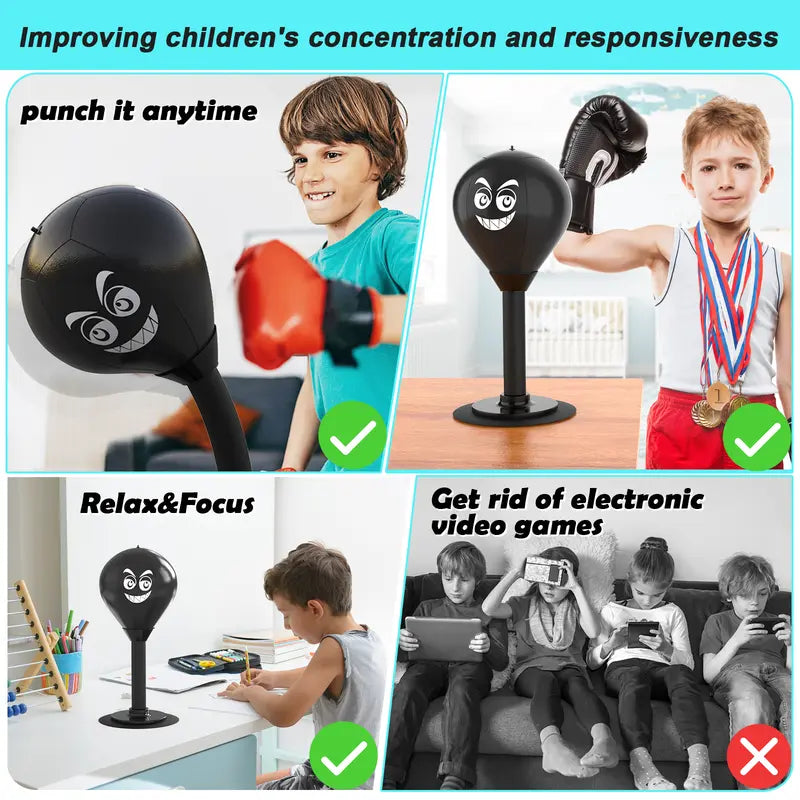 Kaiwatoy®Desktop Punching Bag,Stress Buster with Suction Cup for Office Table and Counters, Funny Toys for Kids Coworkers and Friends
