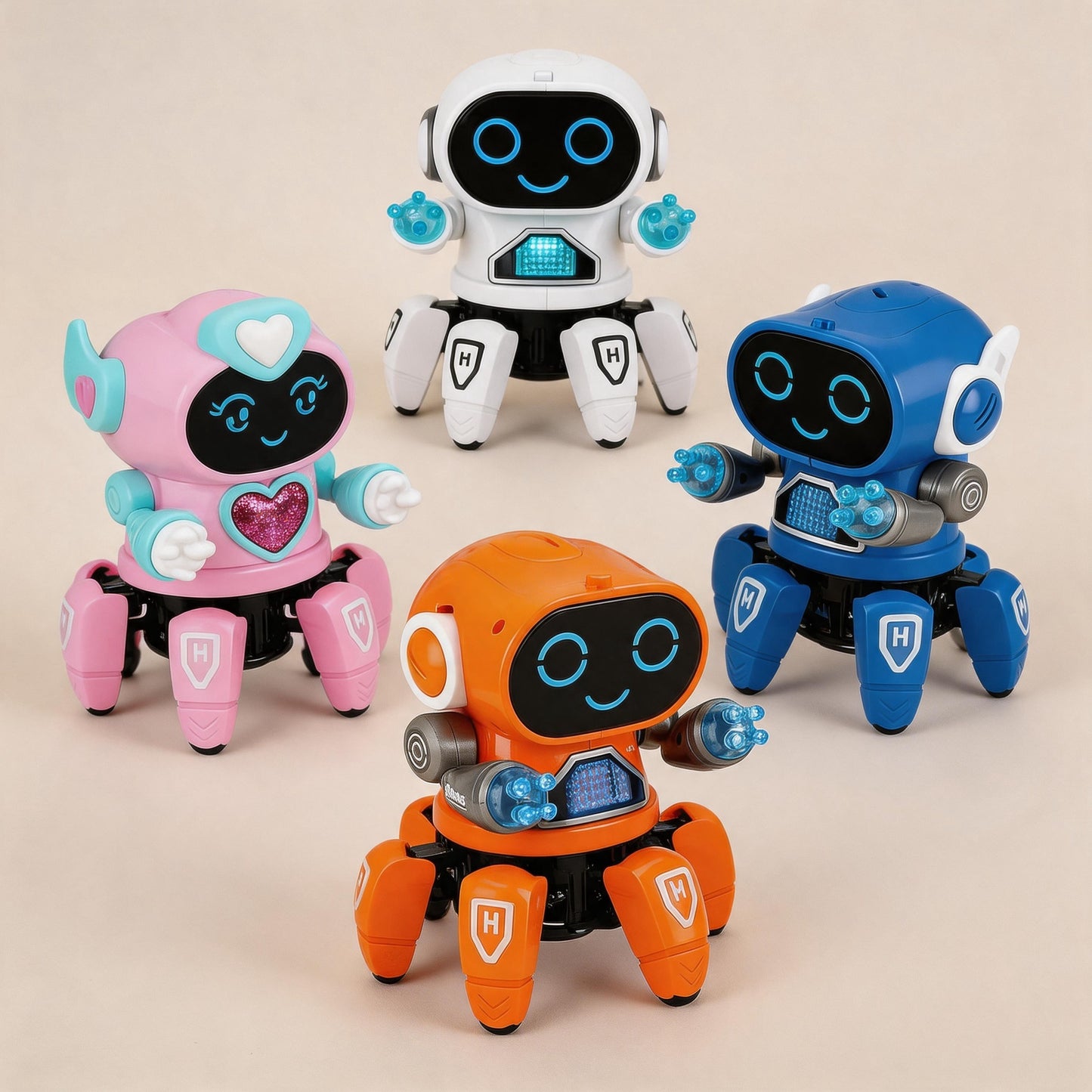 Electronic Dancing Robot Toy for Kids, 6-Legs Walking Octopus Spider Robot with 7-Color Flashing Neon Lights and 5 Built-in Musical Songs, Smart Interactive Toy Gift for 3+ Years Old Boys Girls