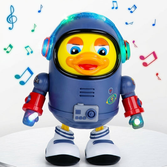 Electric Space Duck: Interactive Walking & Dancing Toy with Dazzling Lights and Fun Sounds for Toddlers