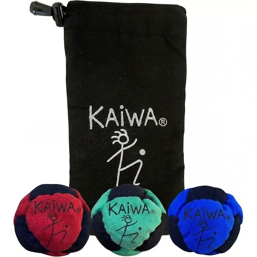 Kaiwatoy®DIRTBAG All Star Footbag 3 Pack with Pouch, Handmade Footbag Juggling Ball Gift for Him for adults and children