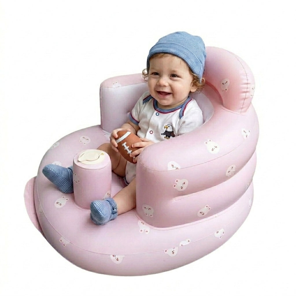 Kaiwatoy®Inflatable Baby Seat 3+ Months, Built-in Air Pump Baby Seat for Kids, Toddler, Breathable Cover,  Baby Essentials & Baby Items