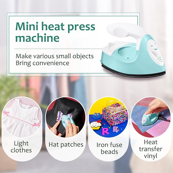 Kaiwatoy®Mini Craft Iron Mini Heat Press Small Iron for Fuse Bead Patch DIY Heat Transfer Vinyl