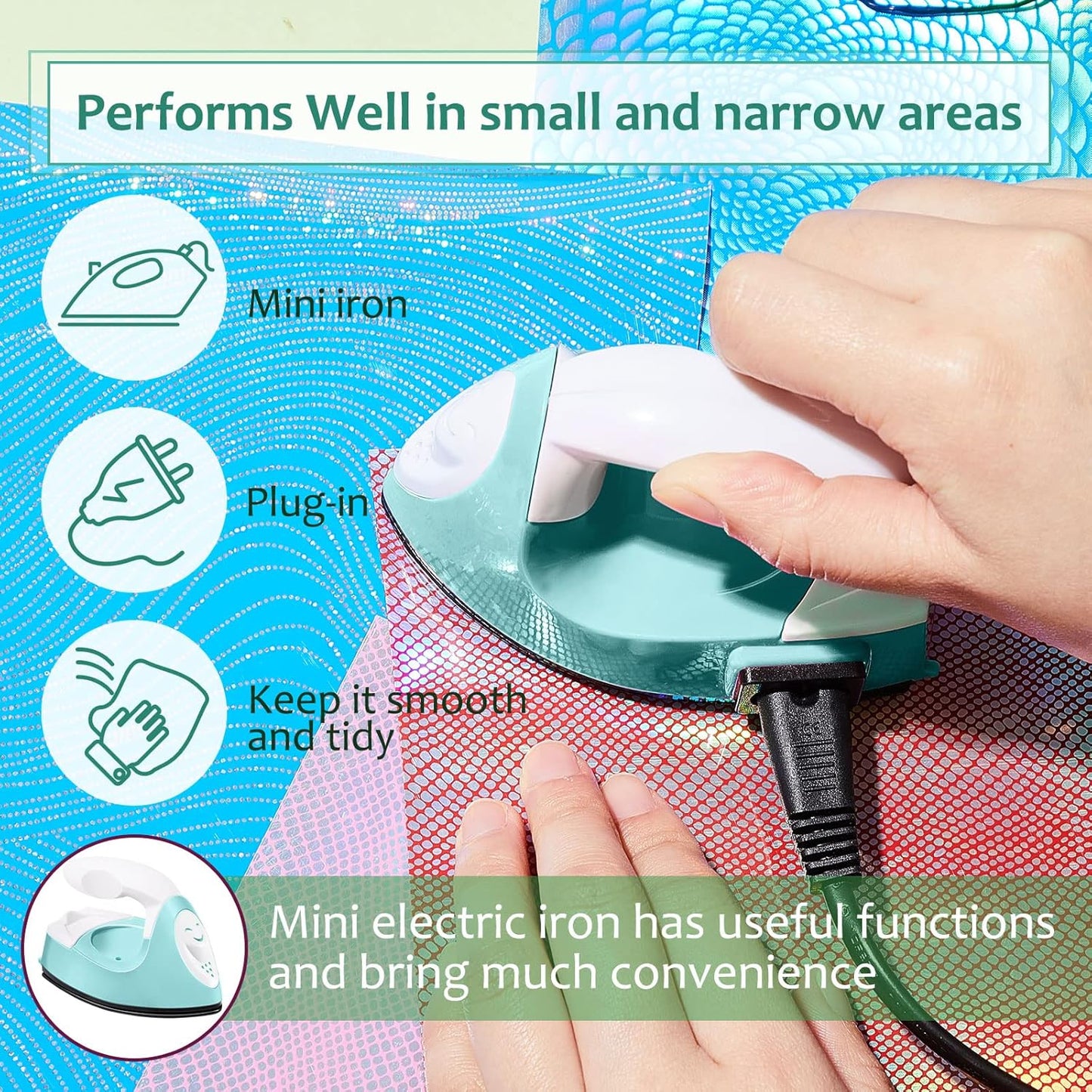 Kaiwatoy®Mini Craft Iron Mini Heat Press Small Iron for Fuse Bead Patch DIY Heat Transfer Vinyl