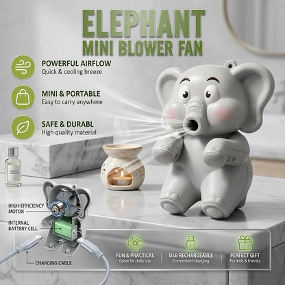 Elephant fan airflow and charging features
